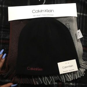 Men Calvin Klein Hat and Scarf Set